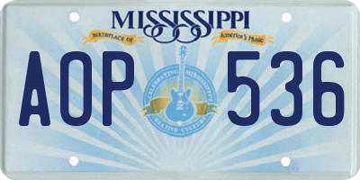 MS license plate AOP536
