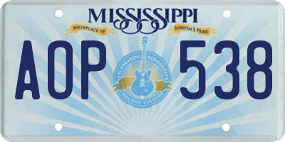 MS license plate AOP538