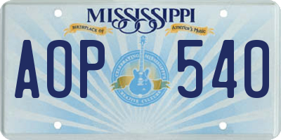 MS license plate AOP540