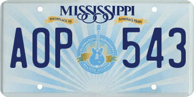 MS license plate AOP543