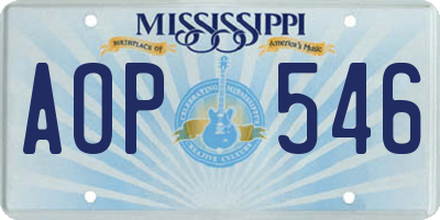 MS license plate AOP546