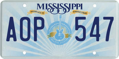 MS license plate AOP547
