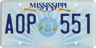 MS license plate AOP551