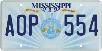 MS license plate AOP554