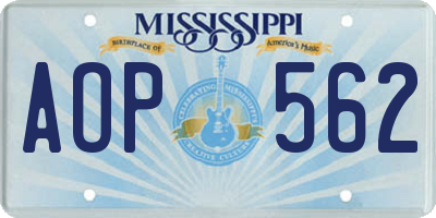 MS license plate AOP562