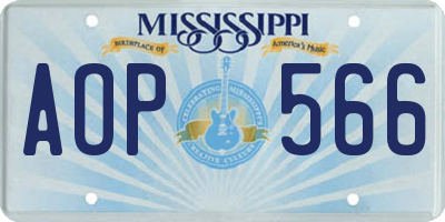 MS license plate AOP566