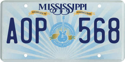 MS license plate AOP568