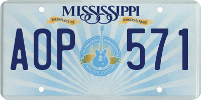 MS license plate AOP571