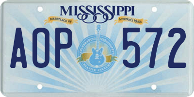 MS license plate AOP572