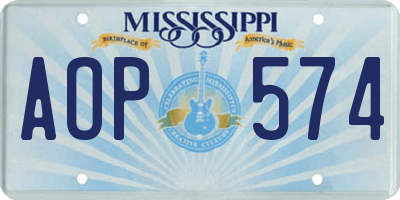 MS license plate AOP574