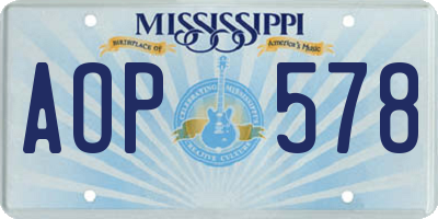 MS license plate AOP578