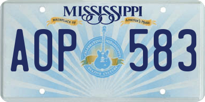 MS license plate AOP583