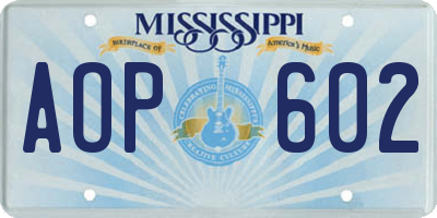 MS license plate AOP602