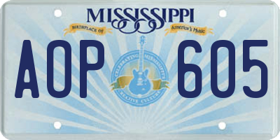 MS license plate AOP605