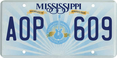MS license plate AOP609