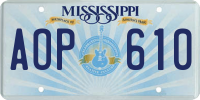 MS license plate AOP610