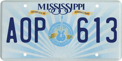 MS license plate AOP613