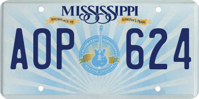 MS license plate AOP624