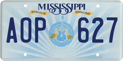 MS license plate AOP627