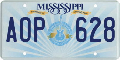 MS license plate AOP628