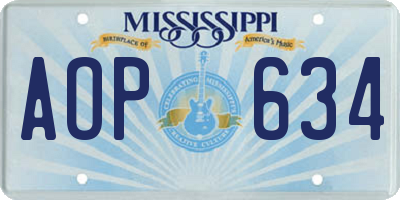 MS license plate AOP634