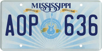 MS license plate AOP636
