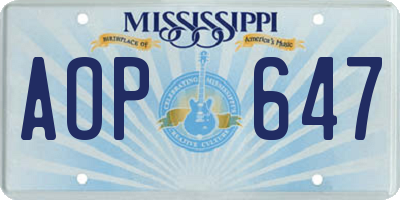 MS license plate AOP647