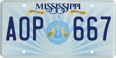 MS license plate AOP667