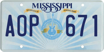 MS license plate AOP671