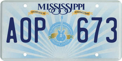 MS license plate AOP673