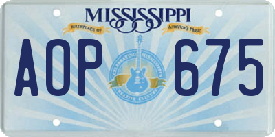 MS license plate AOP675