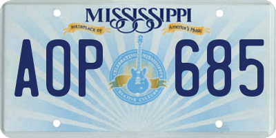 MS license plate AOP685