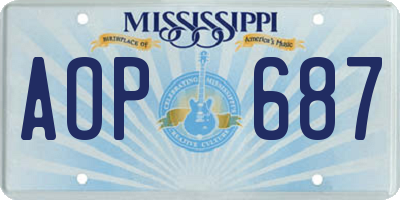 MS license plate AOP687