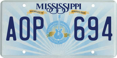 MS license plate AOP694