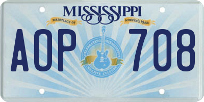 MS license plate AOP708