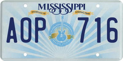 MS license plate AOP716
