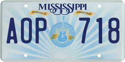 MS license plate AOP718