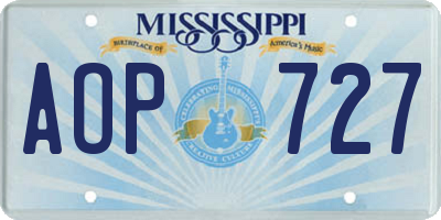 MS license plate AOP727