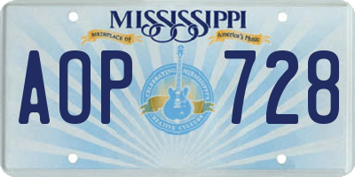 MS license plate AOP728