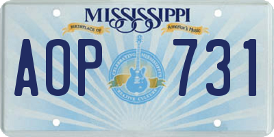 MS license plate AOP731