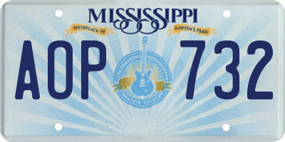 MS license plate AOP732