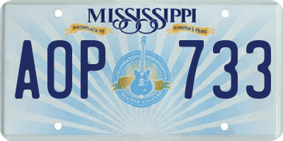MS license plate AOP733