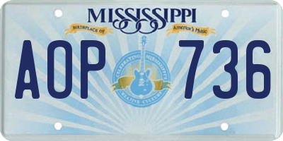 MS license plate AOP736