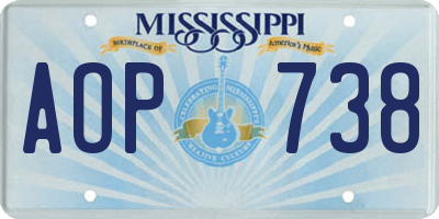 MS license plate AOP738