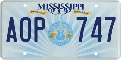 MS license plate AOP747