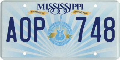 MS license plate AOP748