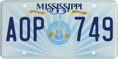 MS license plate AOP749