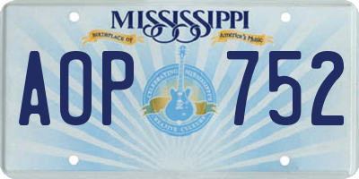 MS license plate AOP752