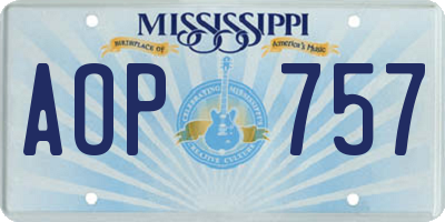 MS license plate AOP757