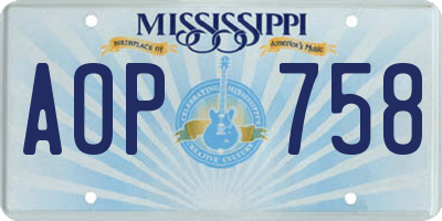 MS license plate AOP758